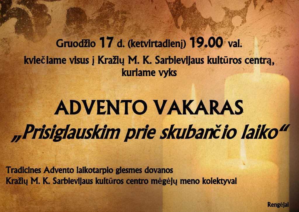 Skelbimas. Advento vakaras