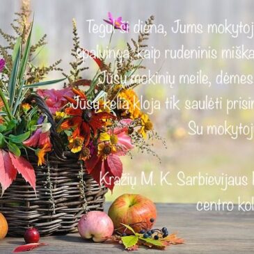 Sveikinimas mokytojų dienos proga