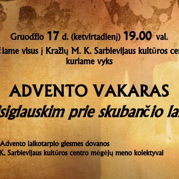 Kviečiame į Advento vakarą