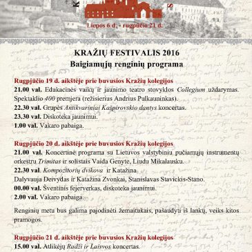 Baigiamieji Kražių festivalio renginiai