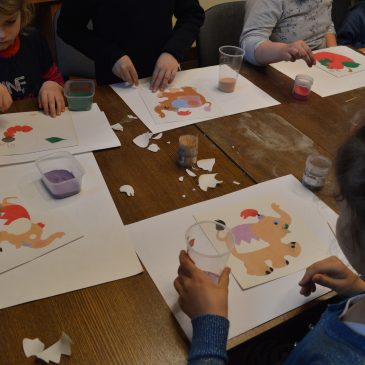 Balandžio 27 d. vyko edukacinė programa „Piešimas spalvotu smėliu“