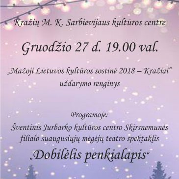„Mažoji Lietuvos kultūros sostinė 2018 – Kražiai“ uždarymo renginys
